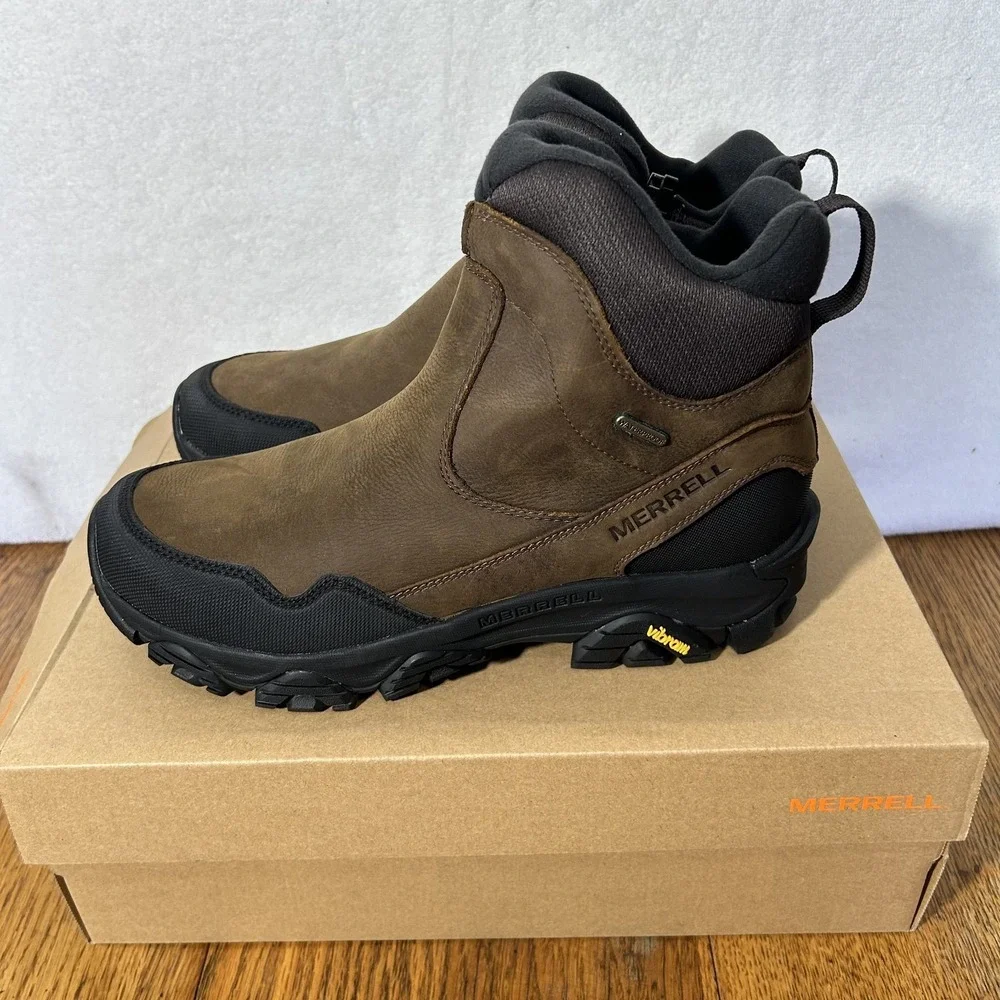 Merrell Mens Size 10.5M Coldpack 3 Thermo Tall Zip Waterproof Brown Boots